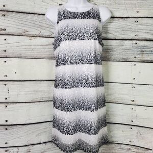 Worthington Small Black White Silver Striped Sequin Sleeveless Dress